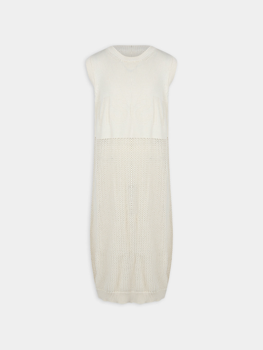 Ivory dress for girl with logo